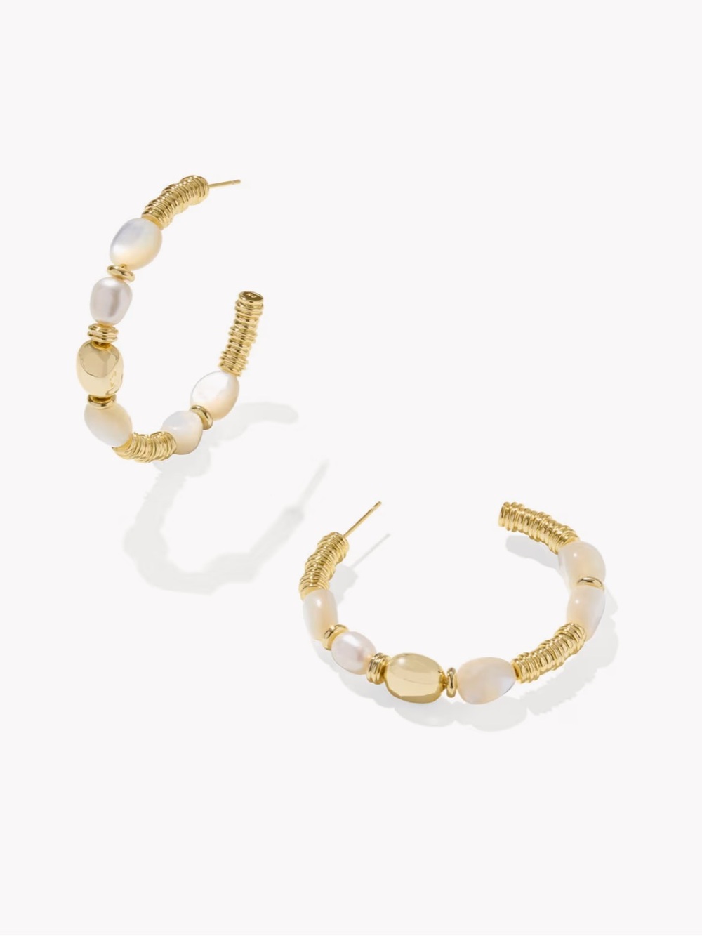 Kendra Scott Melody Gold Beaded Hoop Earrings in Freshwater Cultured Pearl NWT